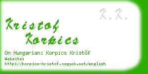 kristof korpics business card